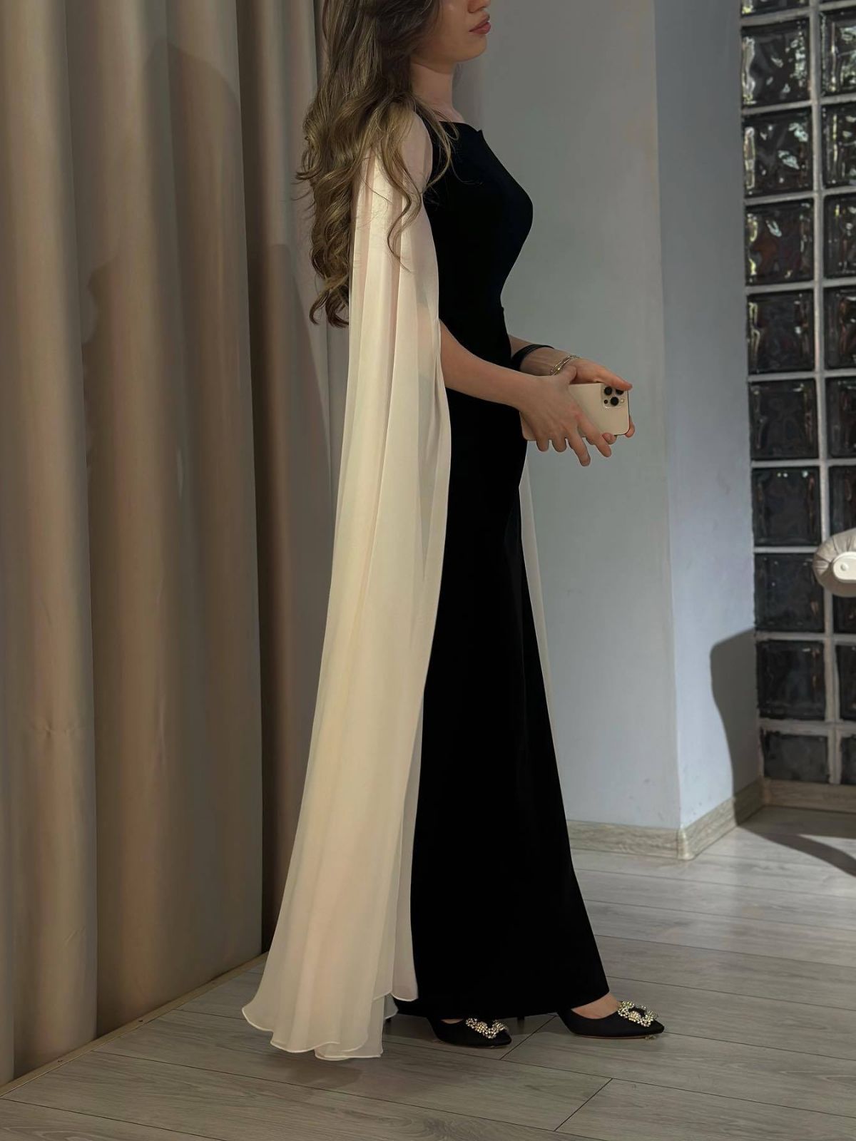 Manches châle noir longues robes pour femme élégant mince soirée longue robe robes robe de bal 2025 nouveau