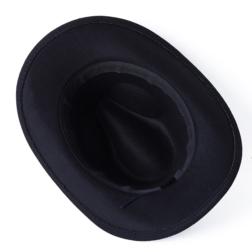Chapeau de cowboy monochrome pour homme, chapeau haut de forme Jazz pour femme, chapeau Fedora bouclé pour femme, chapeau de chevalier Jazz, grand chapeau ethnique ander
