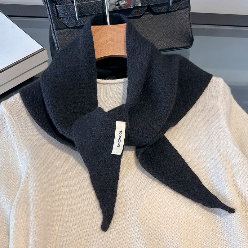 Écharpe tricotée 100% laine pour femme, écharpe chaude d'hiver, couleur unie brillante, châle épais, Triangle doux, col Pashmina, nouvelle collection 2025