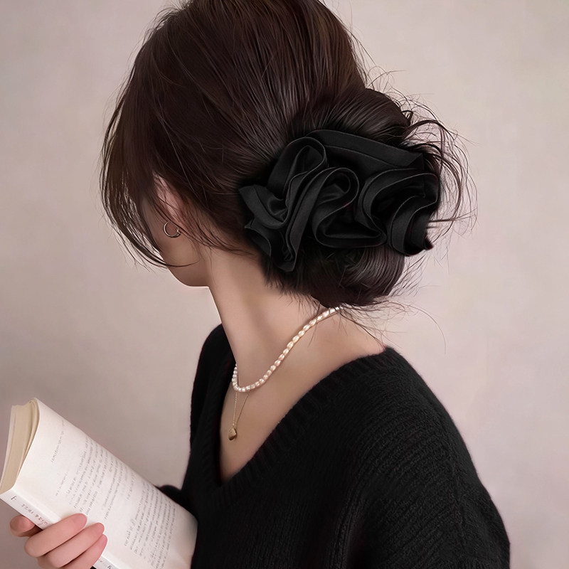 Scrunchie extra-large en satin rose |   Nouvelle Élastique à Cheveux Élégante Style Coréen 2026 pour Chignon