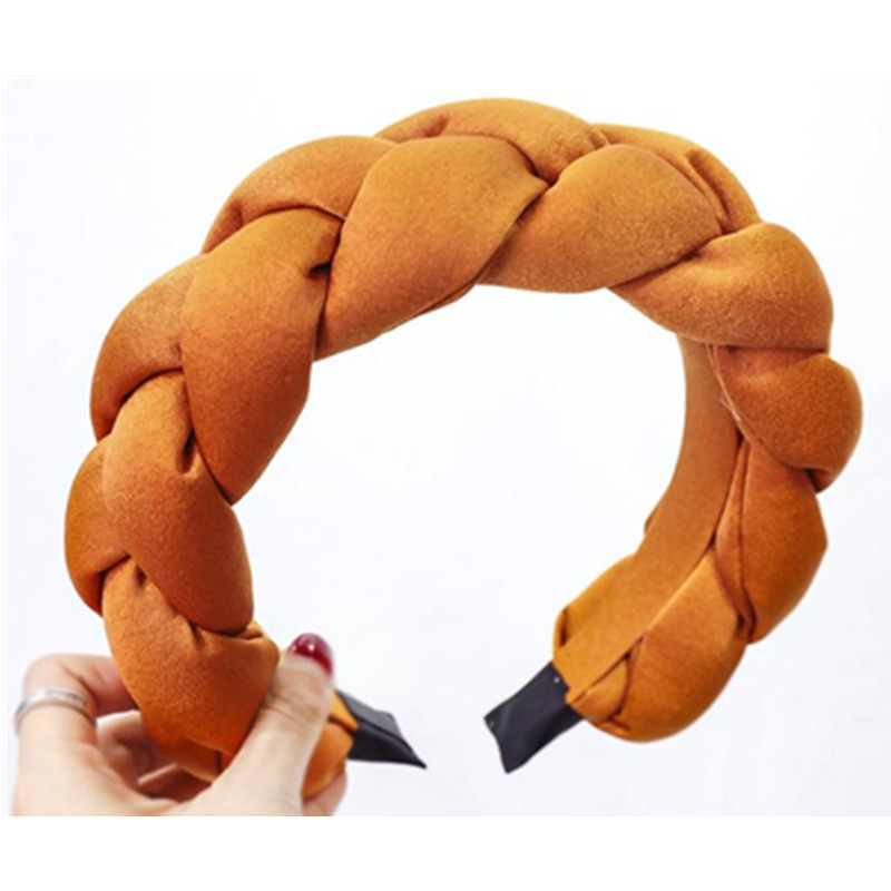 Bandeau à tresses épaisses pour femmes, serre-tête rembourré en tissu de soie solide pour adultes, large cerceau pour cheveux, ornement de coiffure, hiver/automne