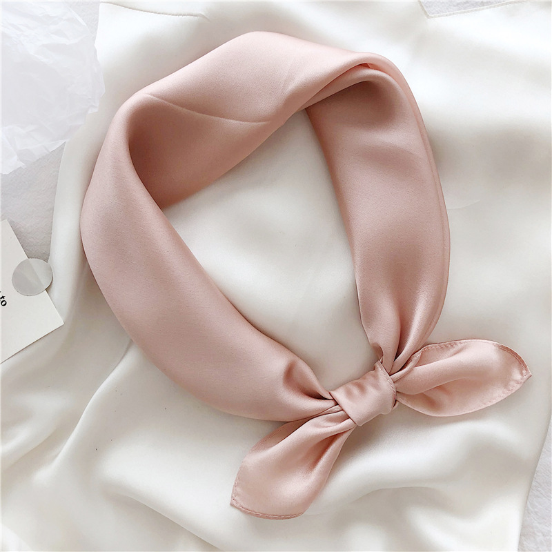 100% Foulard en soie Pure femmes cou bandeau de cheveux Foulard carré petit bandeau mode couleur unie Foulard foulards Bandana