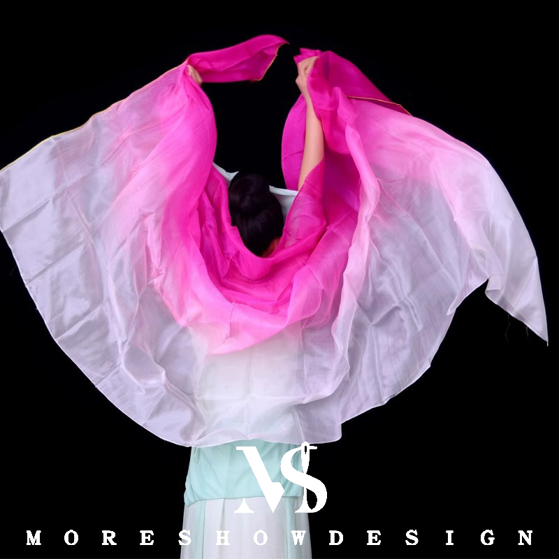 Voile de danse orientale en soie 100% à dégradé, écharpe de danse pour femmes, accessoire de danse, longueur 250 cm, largeur 114 cm, pour la pratique et la performance.