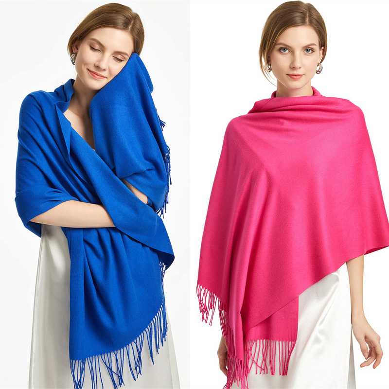2025 hiver châle pour femmes longues chaudes foulards en cachemire Hijab solide dame enveloppement femme Pashmina Bandana foulards Echarpe