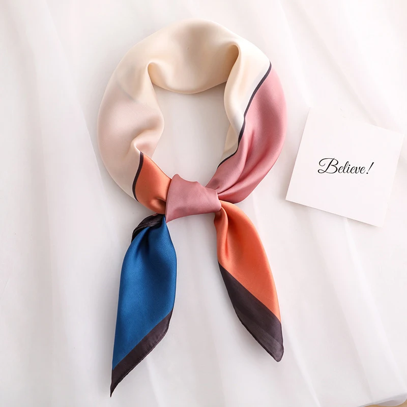 Écharpe en Soie Satinée pour Femme, Bandana en Soie, Foulard de Luxe, Neckerchief, Boutique Officielle Laven WJ002
