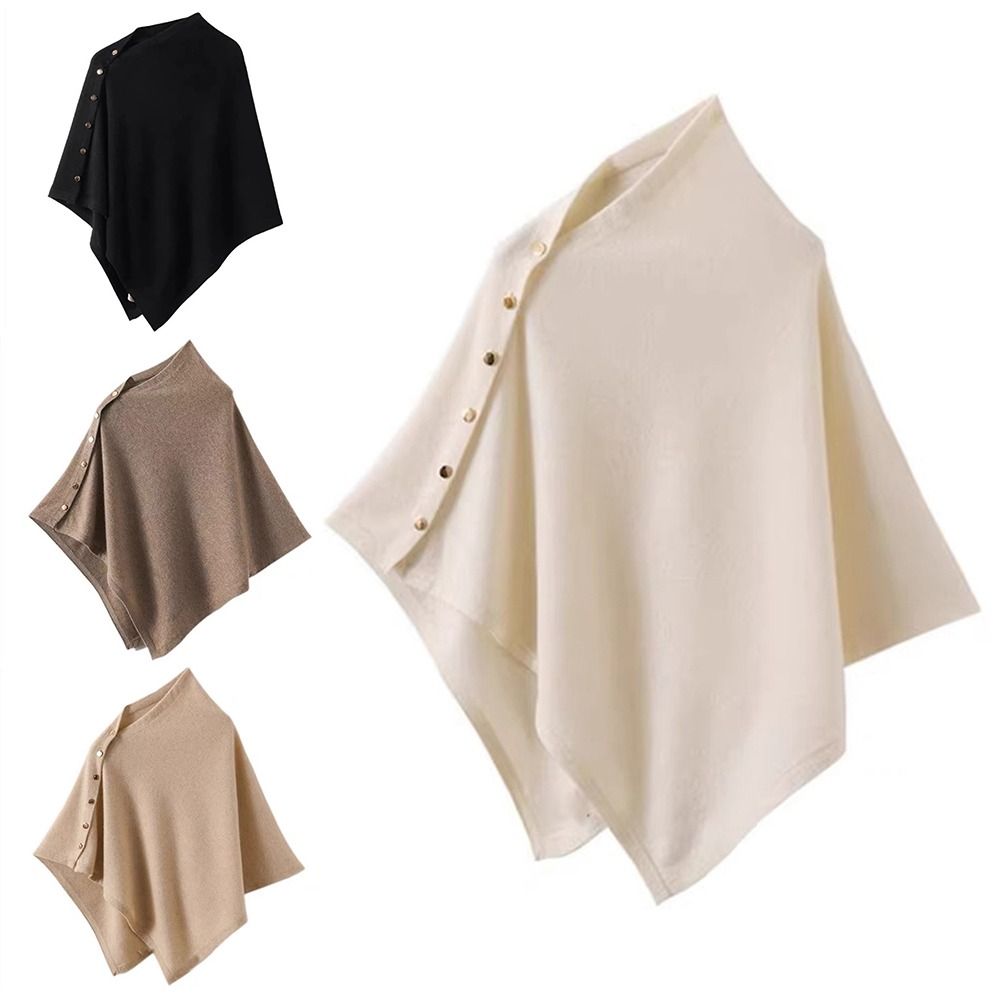 Nouveau châle pashmina épais à boutons, poncho tricoté irrégulier chaud et décontracté, idéal pour l'automne et l'hiver