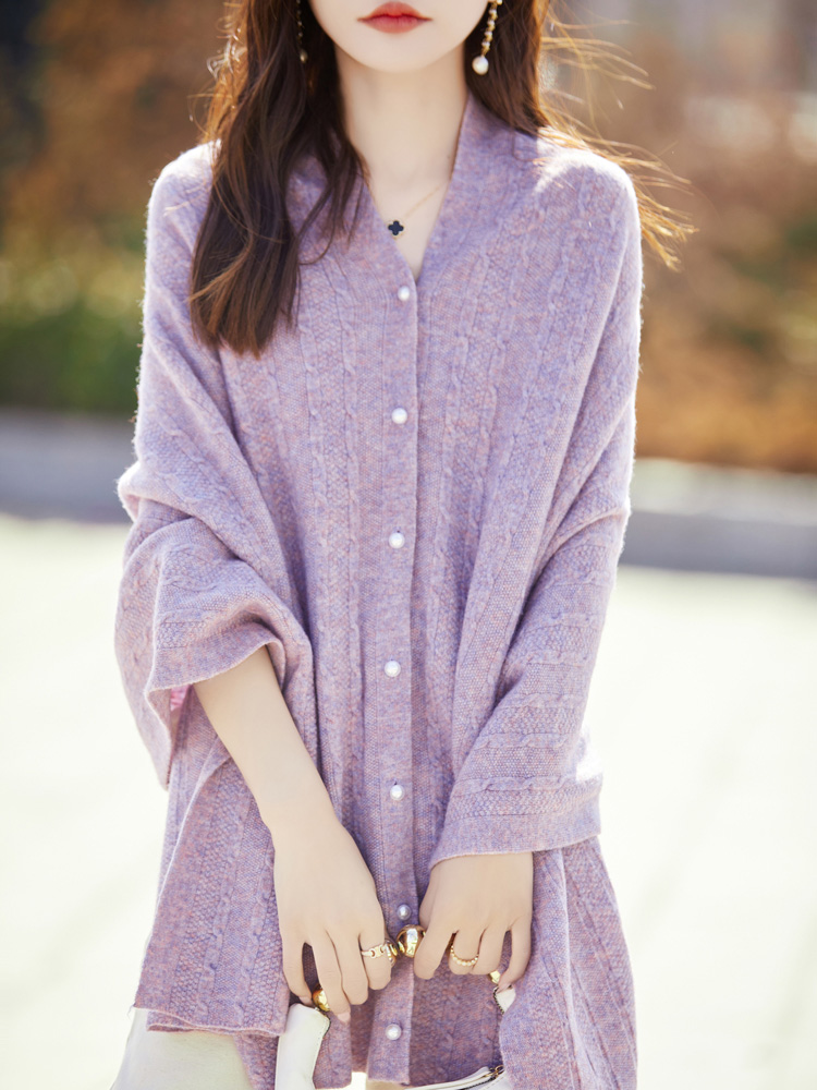 Pull en cachemire pour femme, châle rond, cardigan en cachemire, tricots basiques Grace, 100% laine mérinos, câble ogo, automne, hiver