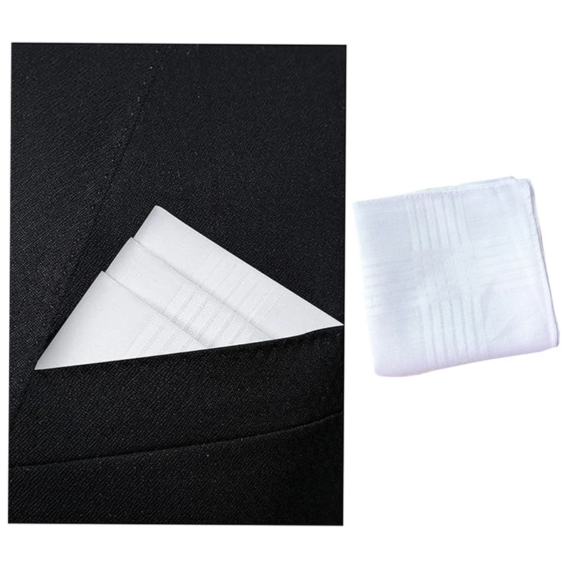 Lot de 6 mouchoirs unisexes en pur coton blanc avec bords en satin de couleurs unies, cadeaux de mariage pour les jeunes mariés, peuvent être utilisés comme tissus absorbants.