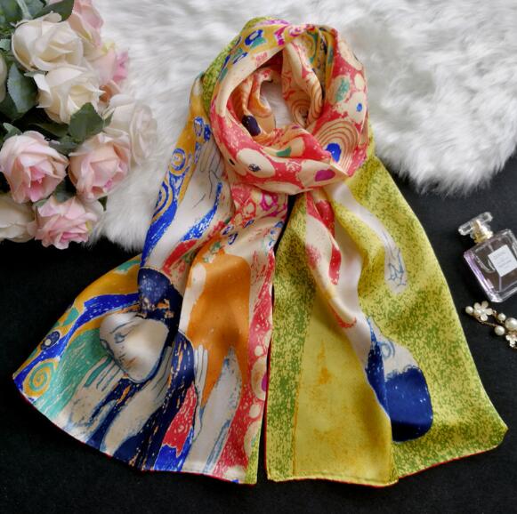 Écharpe 100 % soie pour femmes, longue, à motifs, luxueuse, en soie naturelle, châles et étoles à imprimé floral, foulard pour le cou, écharpes en soie véritable.