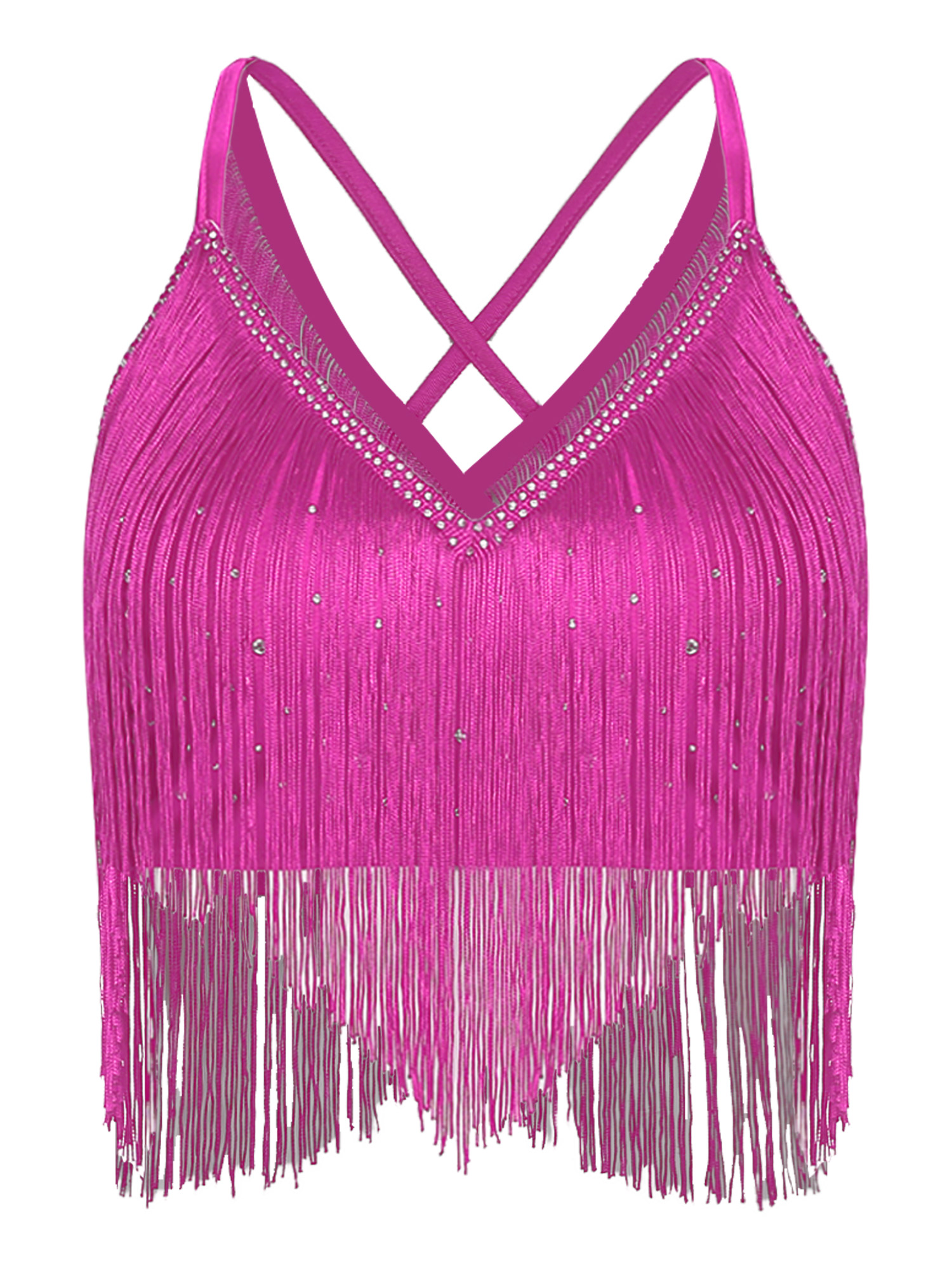 Tenue de danse de ballet lyrique pour femmes, haut court sans manches à franges et pantalon en maille avec culotte intégrée, Costume de danse Jazz moderne