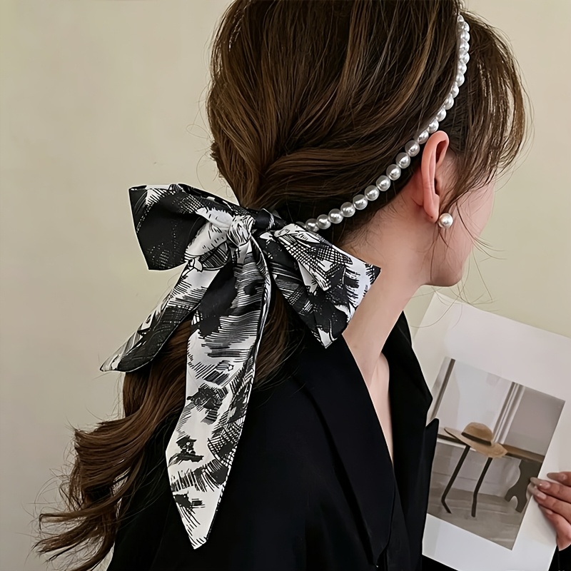 Écharpe-collier vintage française pour femme, printemps-été, en ruban doux, attache-cheveux, petite écharpe polyvalente, collier décoratif