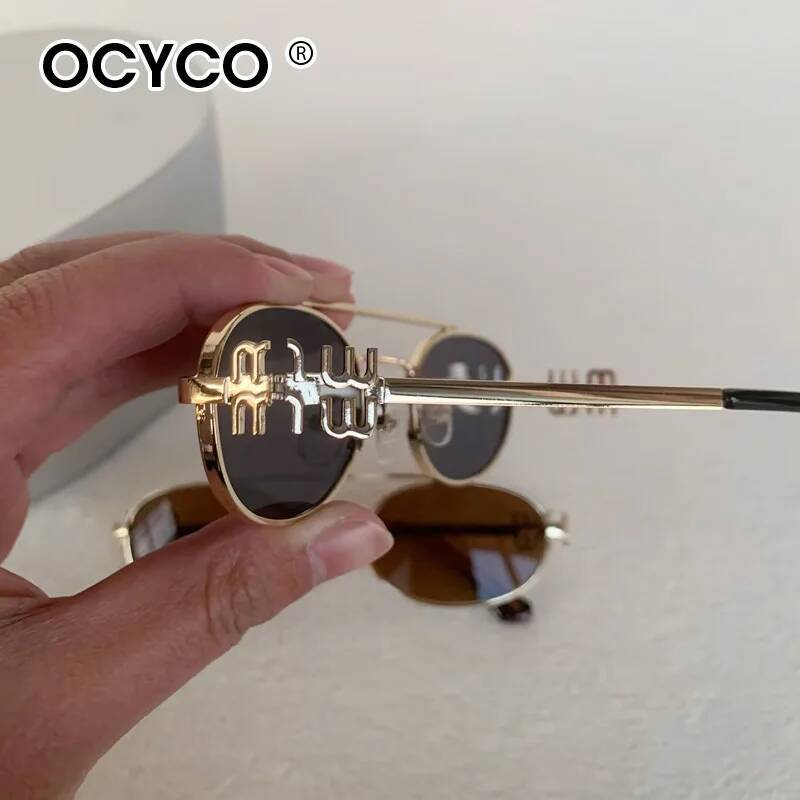 Lunettes de soleil à Double pont pour hommes et femmes, petite monture, marque de styliste, en métal, UV400, nuances de mode, rétro ovales