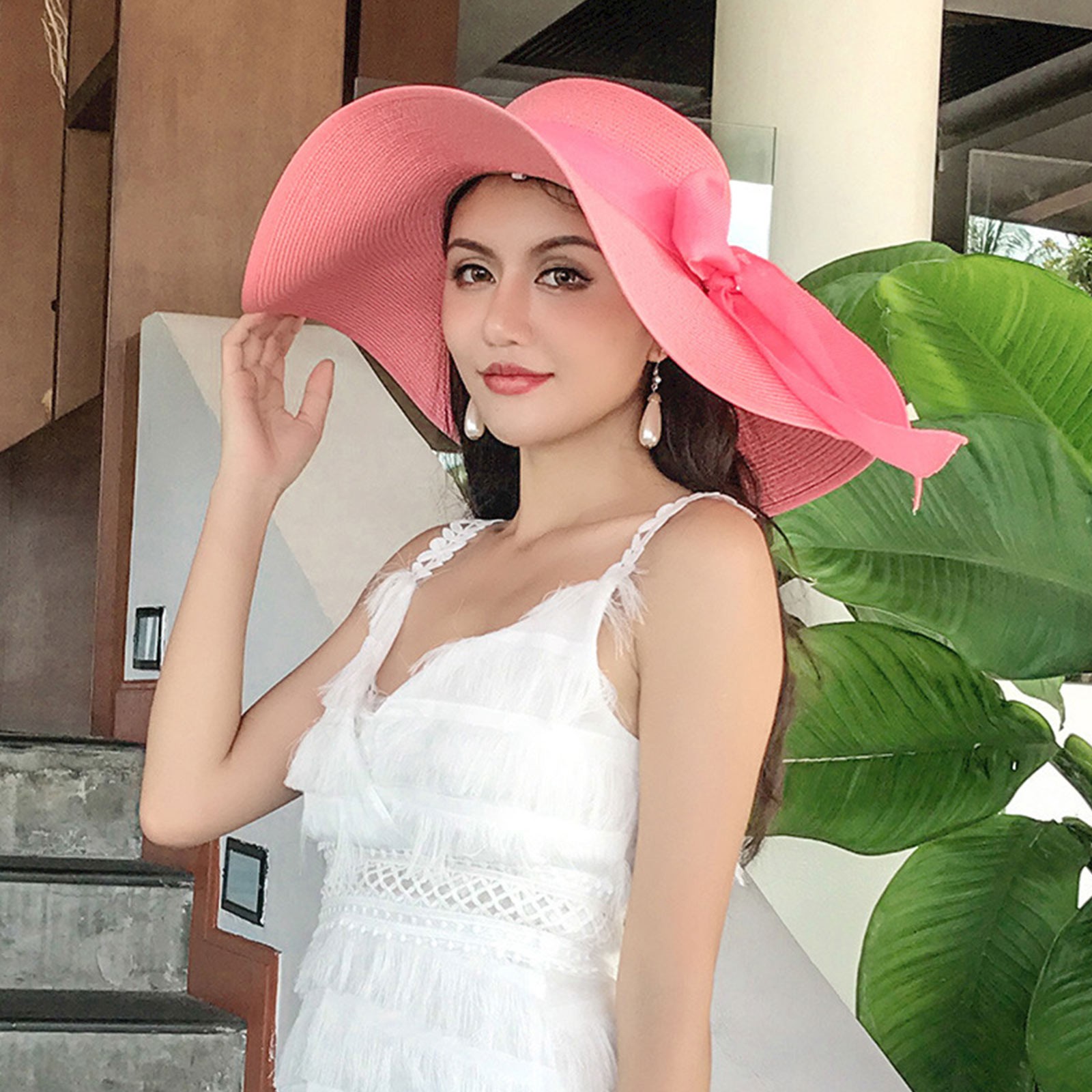 Chapeau de paille d'été pour femmes, avec nœud papillon, à large bord, pliable, Panama, pour adultes, Protection solaire en plein air, ruban plat, casquette de plage, nouvelle collection