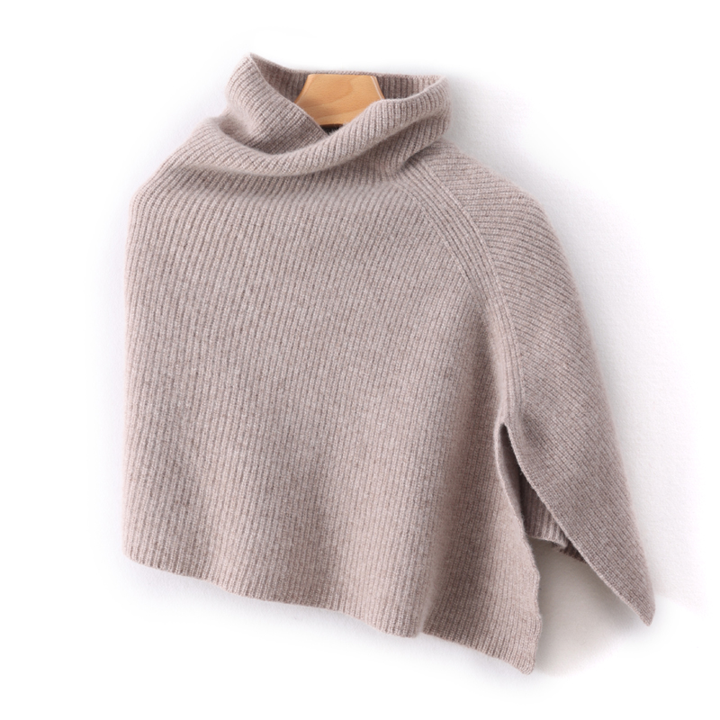Châle français rétro 100% laine Pure pour femme, nouveau Style, col haut, couverture épaisse et chaude, écharpe tricotée, Cape une pièce, automne hiver