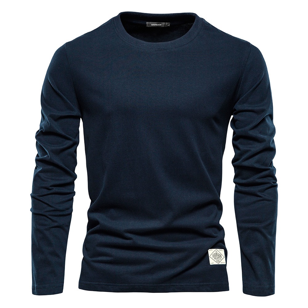 T-shirt pour hommes coton à manches longues T-shirts couleur unie manches pleine longueur pour printemps automne sous-vêtements vêtements pour hommes