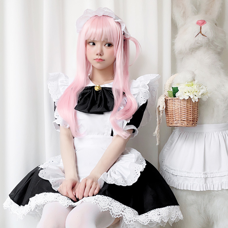Robe d'uniforme de demoiselle d'honneur noire et blanche pour femme, tablier d'uniforme de demoiselle d'honneur, costume d'écolière Lolita Soft Girl, tenue de cosplay sur le thème de l'anime