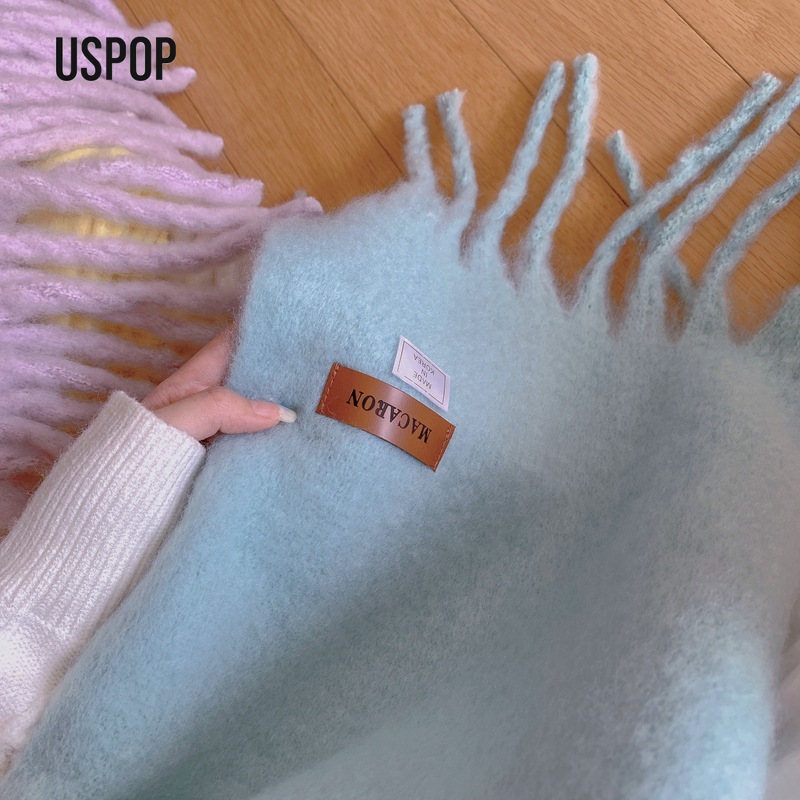 USPOP-Écharpe longue à pampilles pour femme, écharpes à pampilles, rond-pashmina, doux, solide, nouveau, hiver