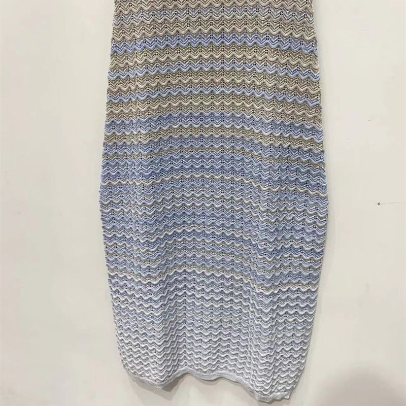 Robe débardeur sans manches à col rond pour femme, coupe cintrée, en tricot dégradé, nouvelle collection automne 2025