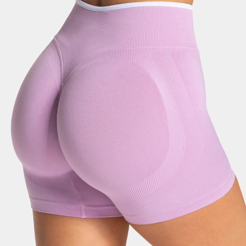 Shorts de yoga sans couture à blocs de couleur et bordure blanche pour femme, taille haute, effet push-up, pour l'entraînement, la gym et la course, à porter seul ou comme legging