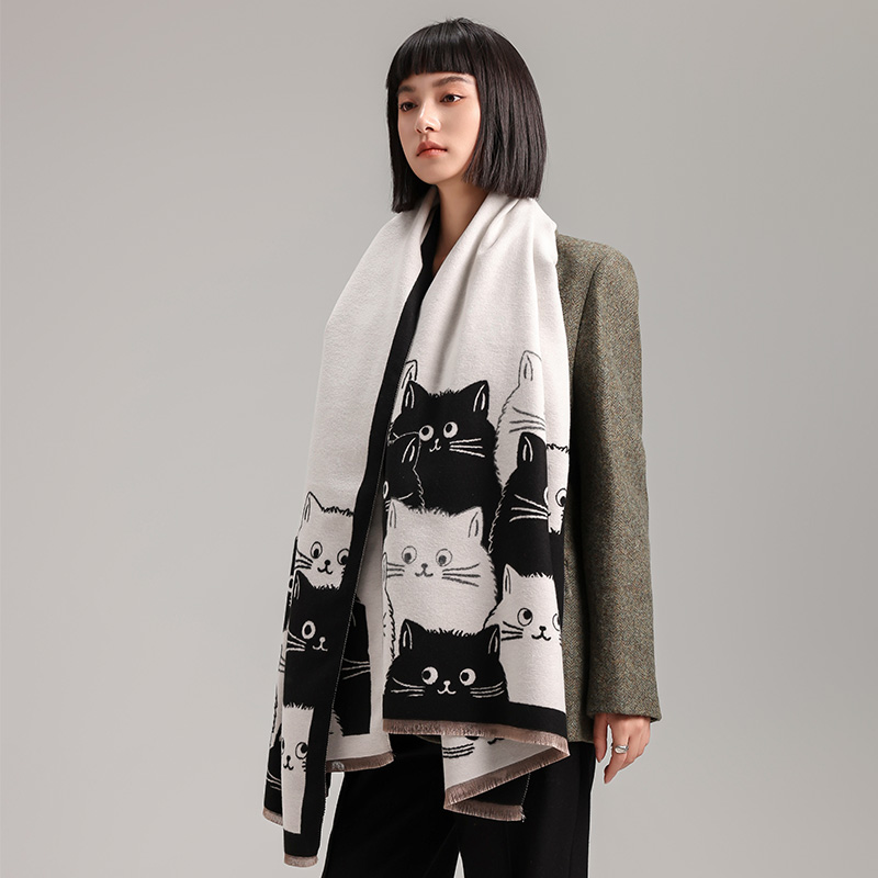 Écharpe en cachemire Jacquard Pashmina pour femme, châle épais et chaud, résistant au froid, couverture coupe-vent, nouvelle mode hiver 2024