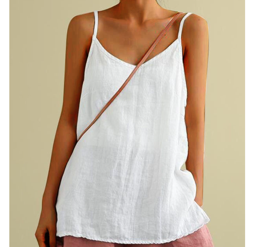 Débardeur fin et ample à col en V uni, sans manches, style décontracté, pour femme, idéal pour les vacances, polyvalent, été, simple