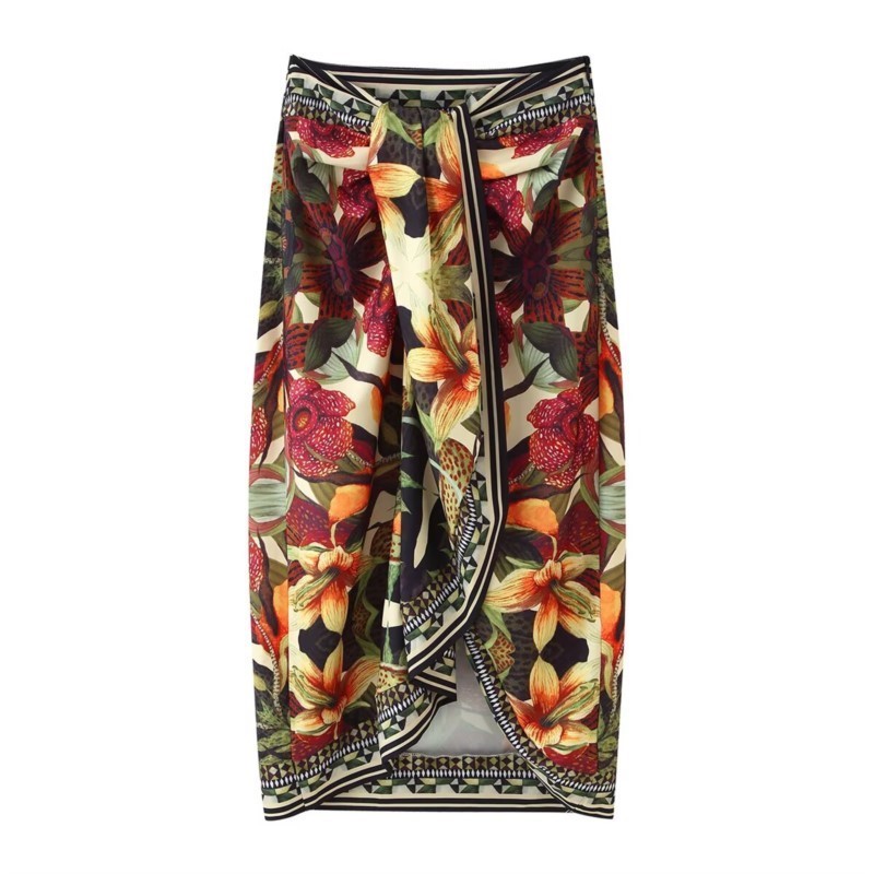 Ensemble de jupes pour femmes, imprimé floral d'été, haut sans manches à col halter, jupe à ourlet irrégulier avec fermeture éclair latérale, ensemble décontracté tendance en 2 pièces