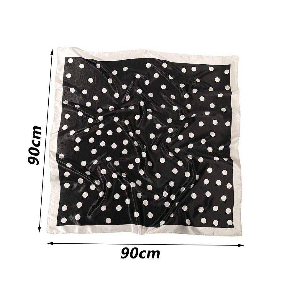 Écharpe carrée en soie satinée à pois 90 cm, foulard de luxe, hijab à motif de points, écharpe en soie pour femmes