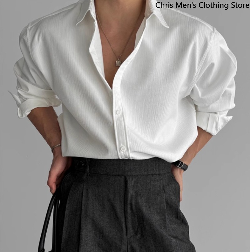 Une chemise décontractée d'affaires indispensable pour hommes élégants, vêtements pour hommes en tissu texturé Chemises pour hommes à la mode de qualité haut de gamme