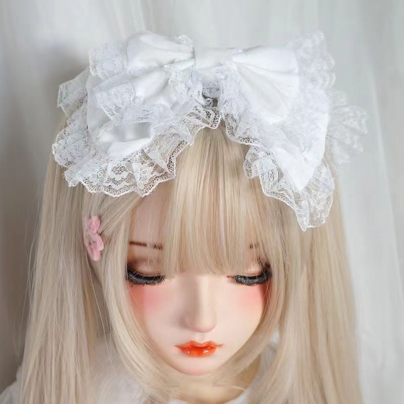 Costume Lolita Doux pour Bol, Bandeau de Sauna avec réinitialisation, Coiffure en Dentelle Rose Blanche, Vêtements de Sauna à Grand Nministériels d pour Femmes Patientes de Mariage