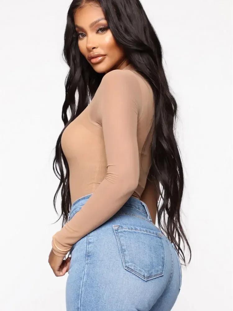 Sexy Transparent noir corps femme maille mince Body haut pour dames voir à travers Body Shapewear femmes Baddie tenues