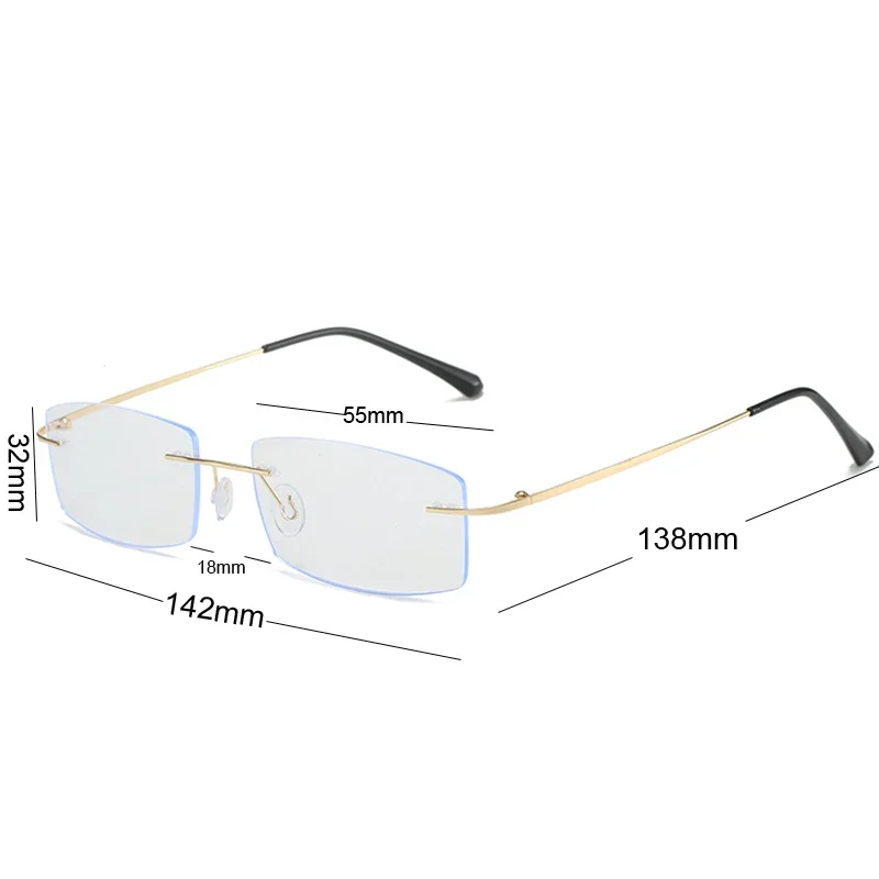 Lunettes de myopie sans monture en métal Vintage rétro hommes d'affaires lunettes de vue de près fini Prescription dames moins lunettes dioptrie