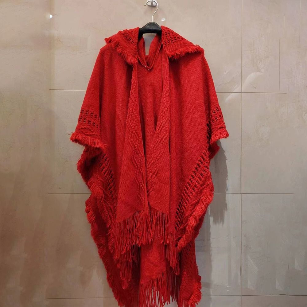 Châle bohème à capuche Everak pour dames, cape à pampilles, écharpe enveloppante à rayures obliques, manteau chaud, luxe et élégant, hiver