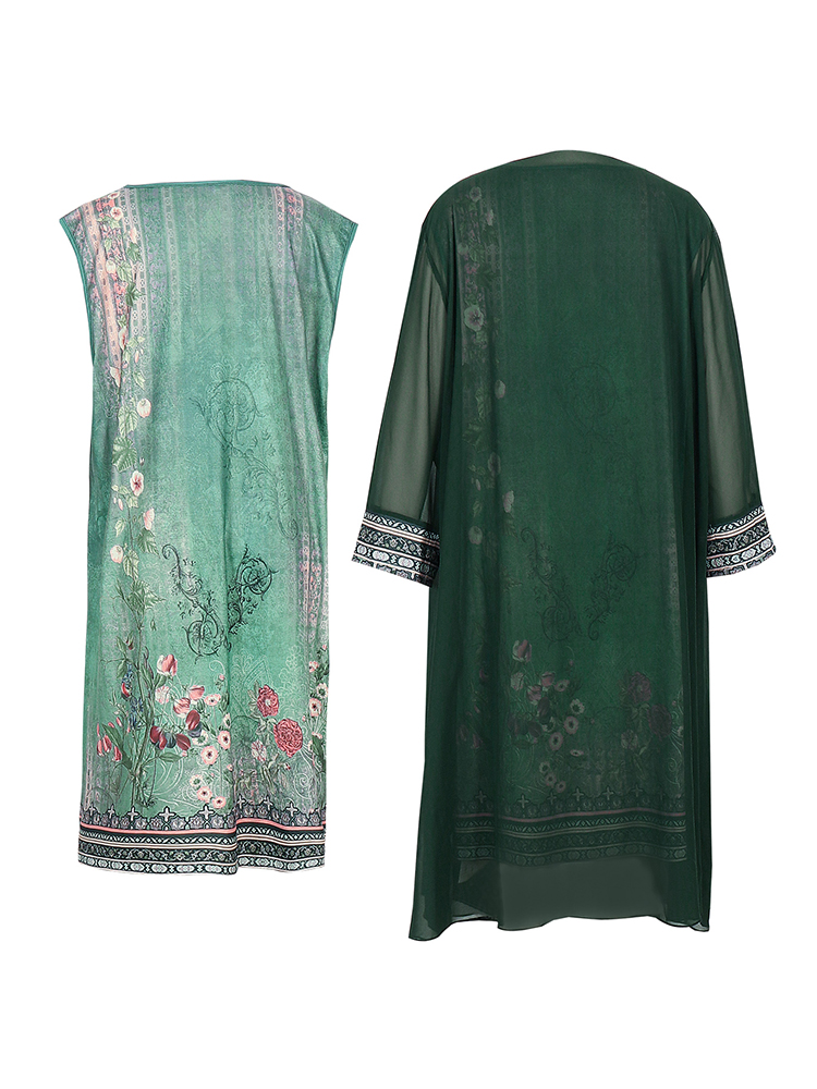 Robe maxi vintage à imprimé floral pour femme avec veste, robe midi fluide pour invité de mariage, grande taille, Boho, 2 pièces