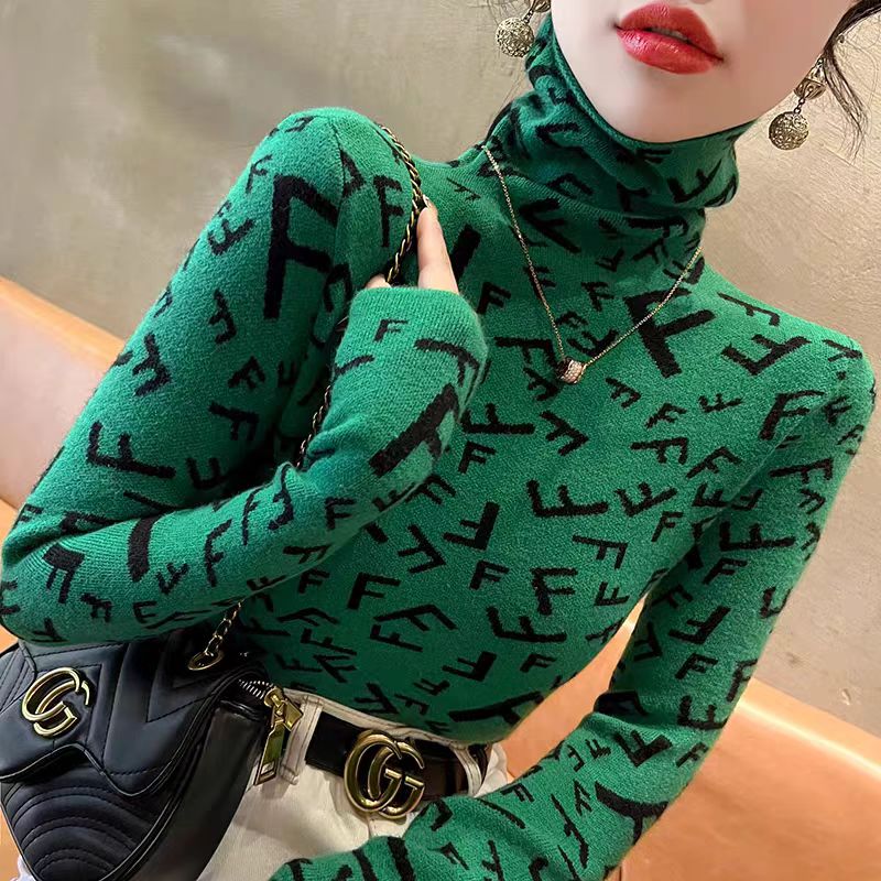 Pull en tricot à manches longues pour femmes, haut slim, col mi-haut, pull décontracté tout assressenti, vêtements élégants, mode automne et hiver