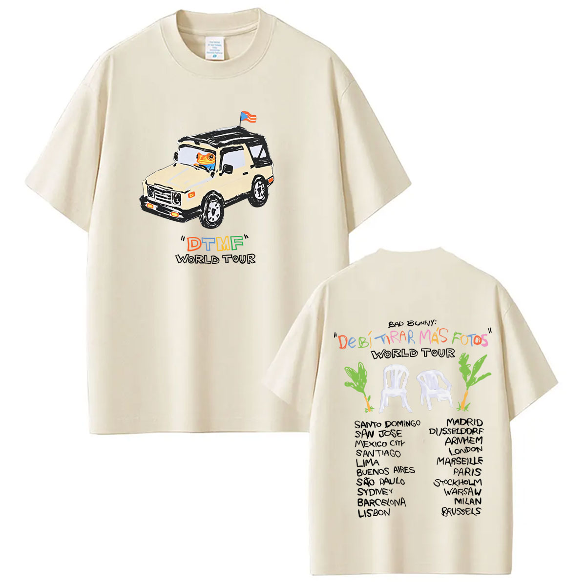 T-shirt imprimé DTMF Bad Bunny Debi Tirar Mas Fotos pour homme et femme, mode Hip Hop, T-shirt décontracté en coton ample pour l'été