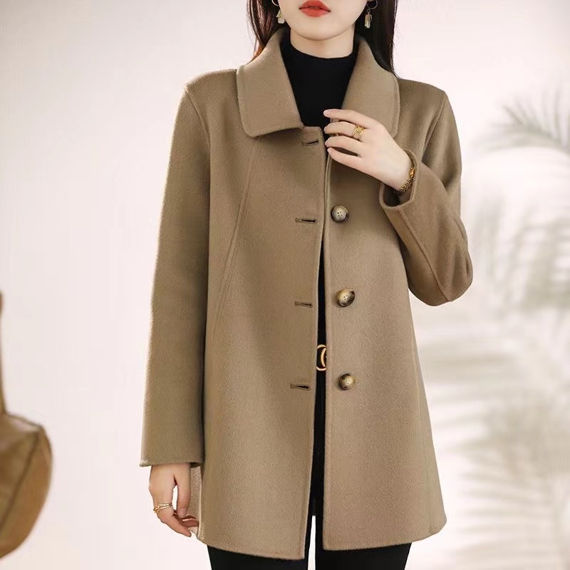Nouveau haute qualité simple boutonnage mode manteau de laine femmes automne hiver mince élégant laine pardessus coupe-vent vêtements d'extérieur femme
