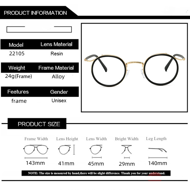 Monture de lunettes de luxe de marque rétro, monture ronde pour hommes et femmes, alliage d'acier inoxydable ultraléger, lunettes anti-lumière bleue
