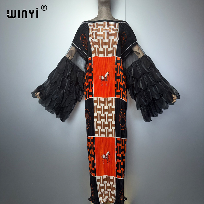 Robe plissée élastique WINYI, style kaftan de luxe de Dubaï, paréo de plage, abaya pour femme musulmane, soirée, style plissé