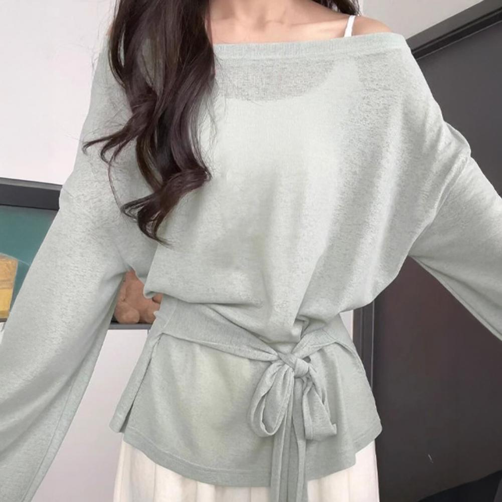 Chemisier d'été à col asymétrique, manches longues, taille lacée, protection solaire, extensible et doux, pour l'extérieur, tenue décontractée