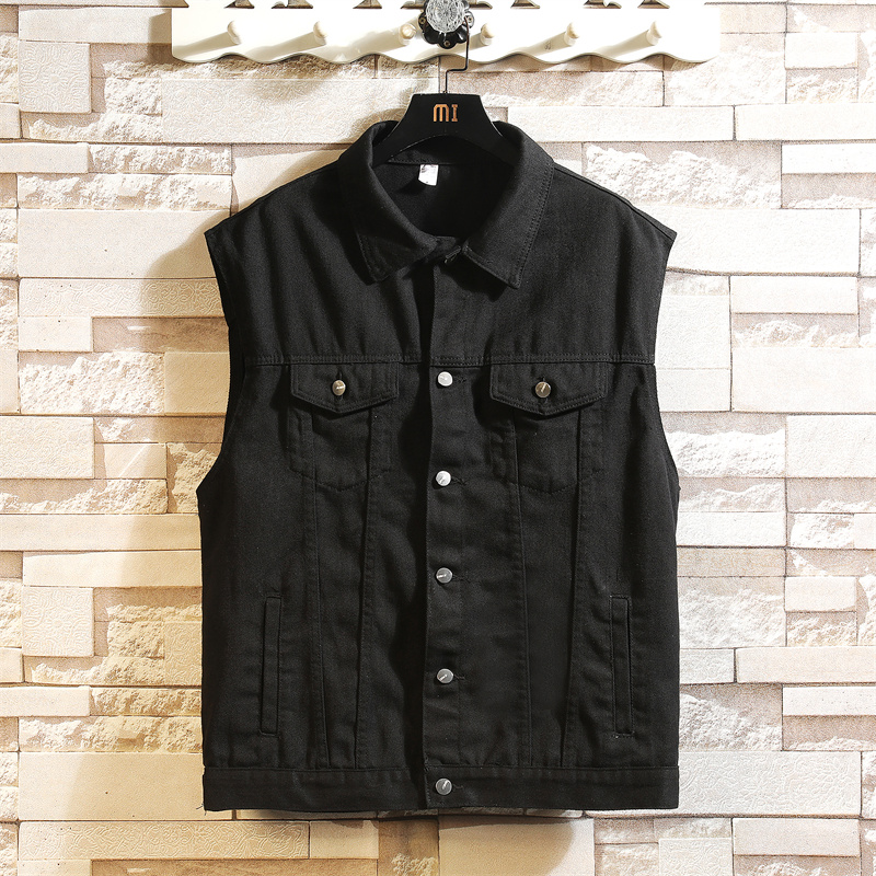 Nouveau Denim gilet hommes sans manches Denim veste gilet décontracté hommes couleur unie Jean manteau mâle Streetwear hommes vêtements 2025