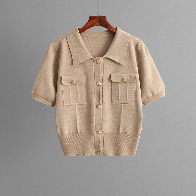 Tenue pour femmes, couleur unie, manches courtes, Cardigan tricoté et jupes élégantes, ensemble deux pièces, mode décontractée, boutons, costume d'été
