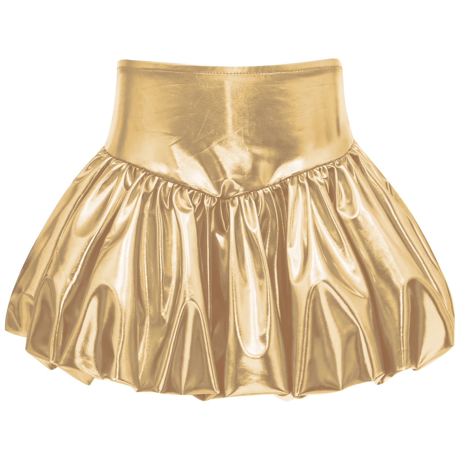 Jupe de danse Disco pour enfants filles, jupe à bulles métallique, ceinture élastique, jupes à bourgeons brillants, mode Jazz, vêtements de danse de pom-pom girl