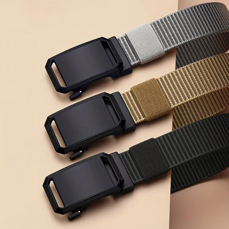 Nouvelle ceinture en toile à boucle automatique pour hommes, ceinture tactique en nylon, ceinture de travail pour l'entraînement en plein air, ceinture décontractée pour pantalon quotidien