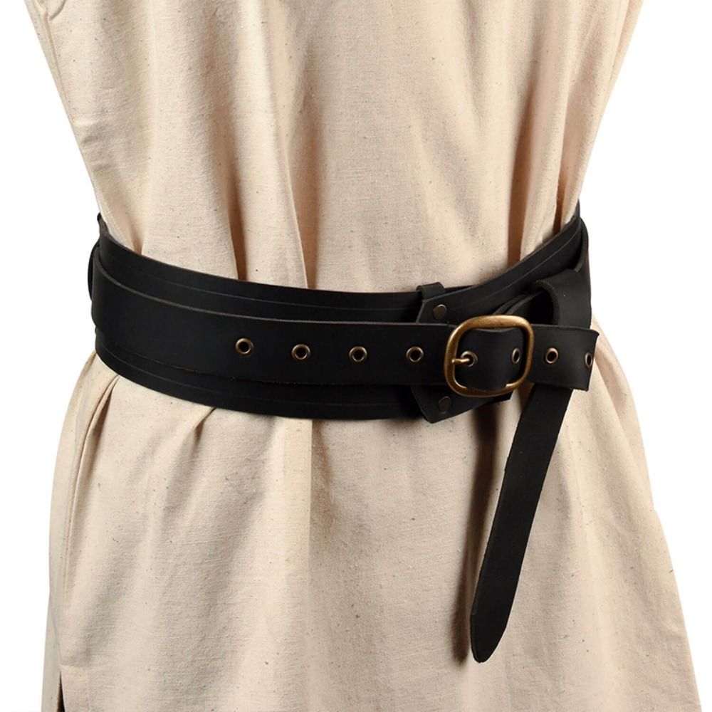 Ceinture de taille médiévale en cuir PU, ceinture de chevalier Viking, large et extensible, accessoires de Costume Vintage, Cosplay