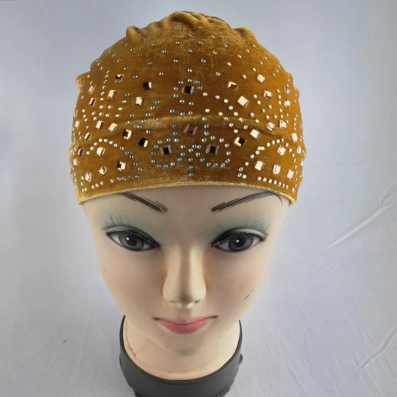 Casquette en biscuits pour femmes, foulard de sauna, bonnet en velours, turban de soin des cheveux, accessoires de chapeau rond, fête africaine, mode