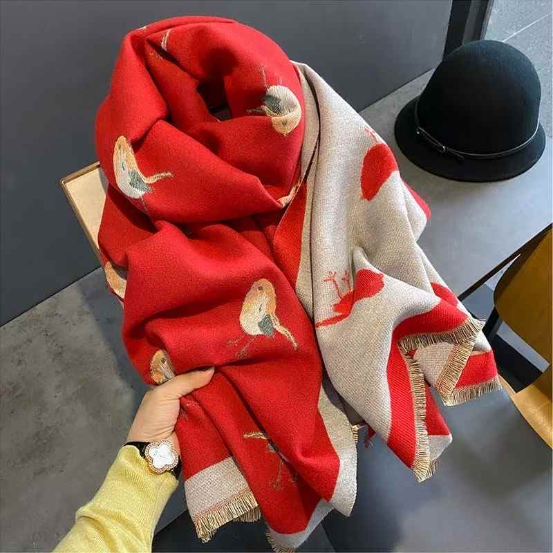Couverture épaisse en Imitation cachemire pour femmes, écharpe chaude, châle Pashmina, enveloppe d'hiver, nouveau Design imprimé, Poncho, enveloppe féminine, 2025