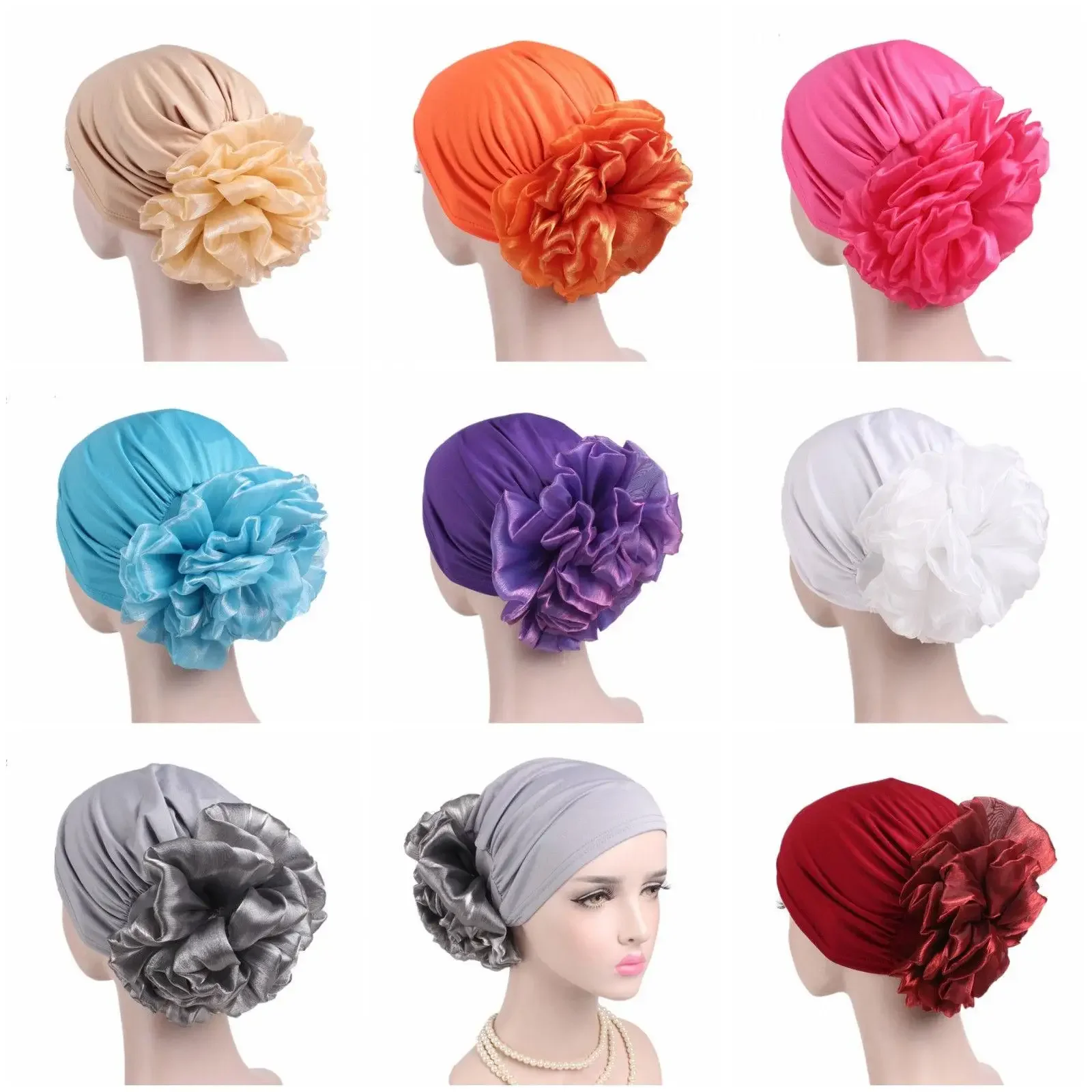 Turban musulman à fleurs pour femmes, bonnet islamique, bandanas élastiques, bonnet de chimio, perte de cheveux, chapeau de prière, nouvelle mode