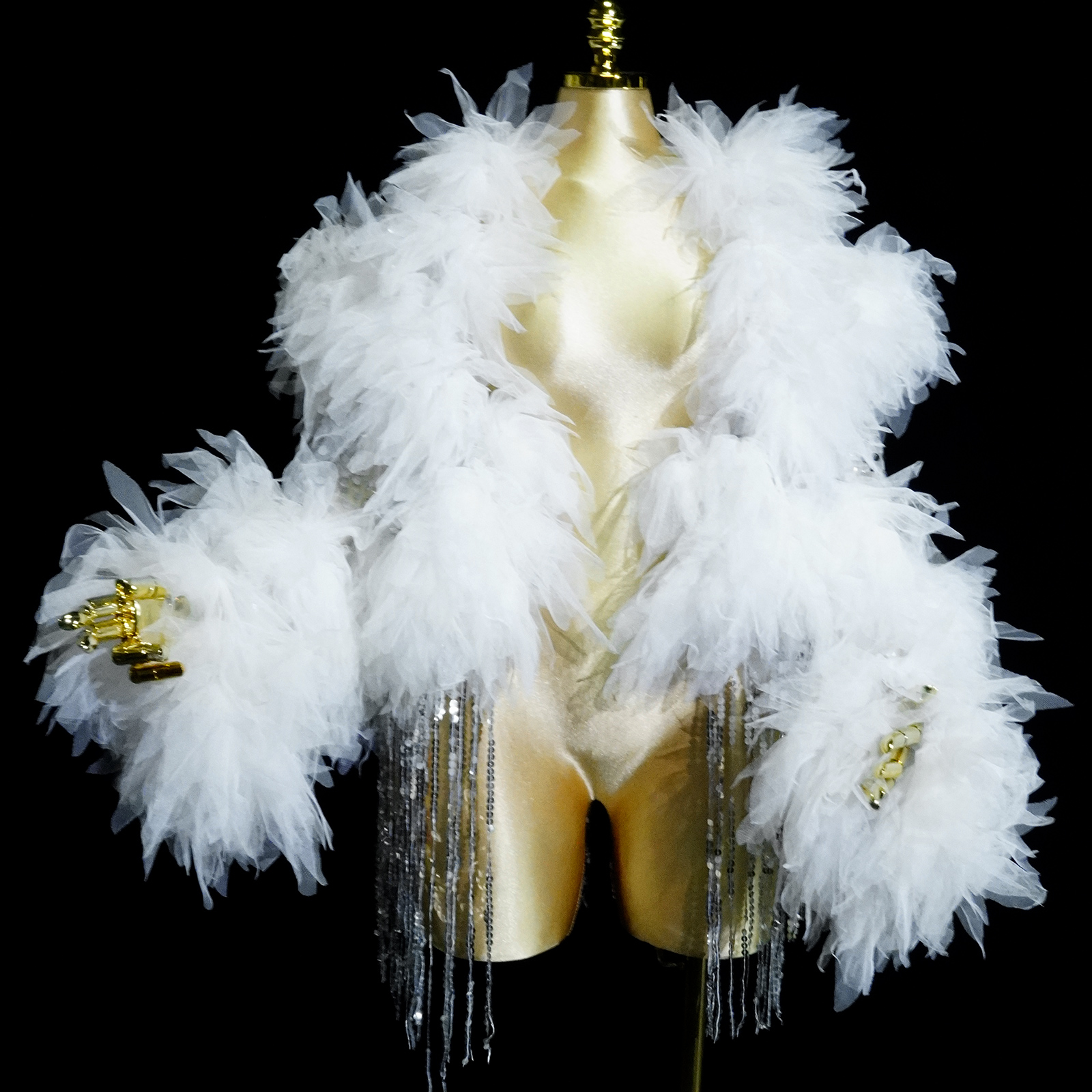 Manteau en dentelle blanche transparente à franges pour femme, élégant, pour bal de promo, tenue de scène pour chanteuse, soirée, anniversaire, boîte de nuit