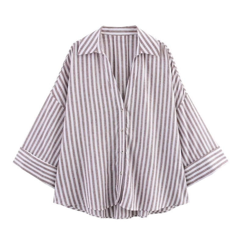MUJER femmes chemises rayé surdimensionné chemises pour femmes à manches larges chemises et chemisiers décontractés femme blanc été hauts amples femme