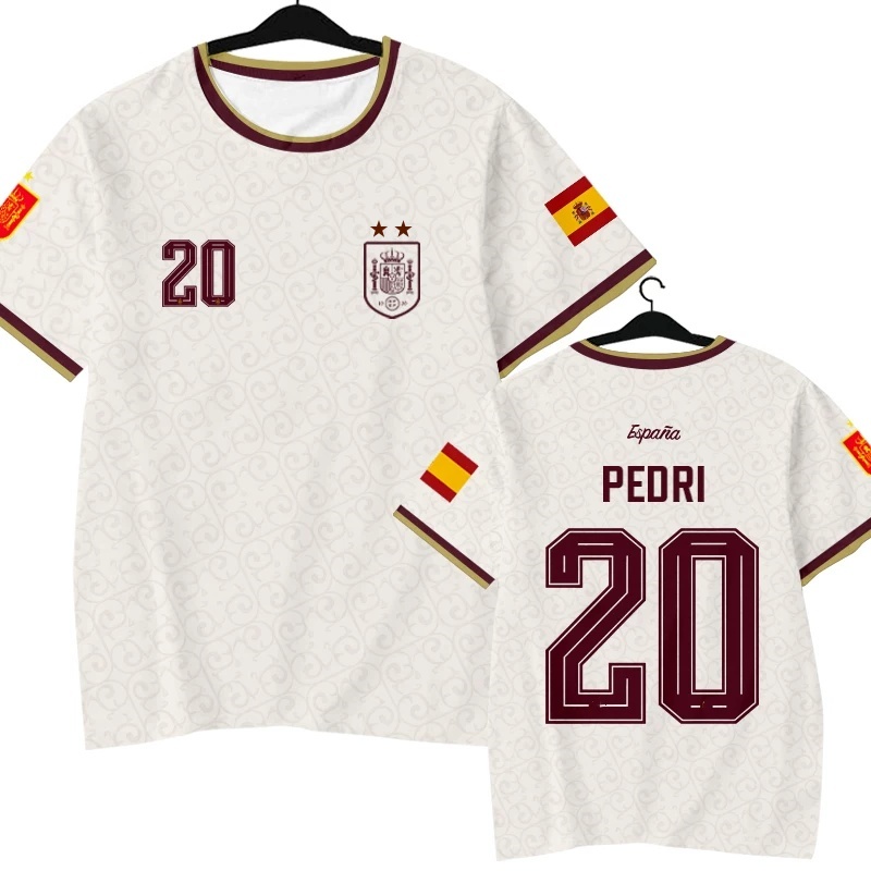 Maillot de football espagnol 2026, version fan, t-shirt à manches courtes, convient aux hommes et aux femmes, t-shirt imprimé en 3D pour hommes Y2k
